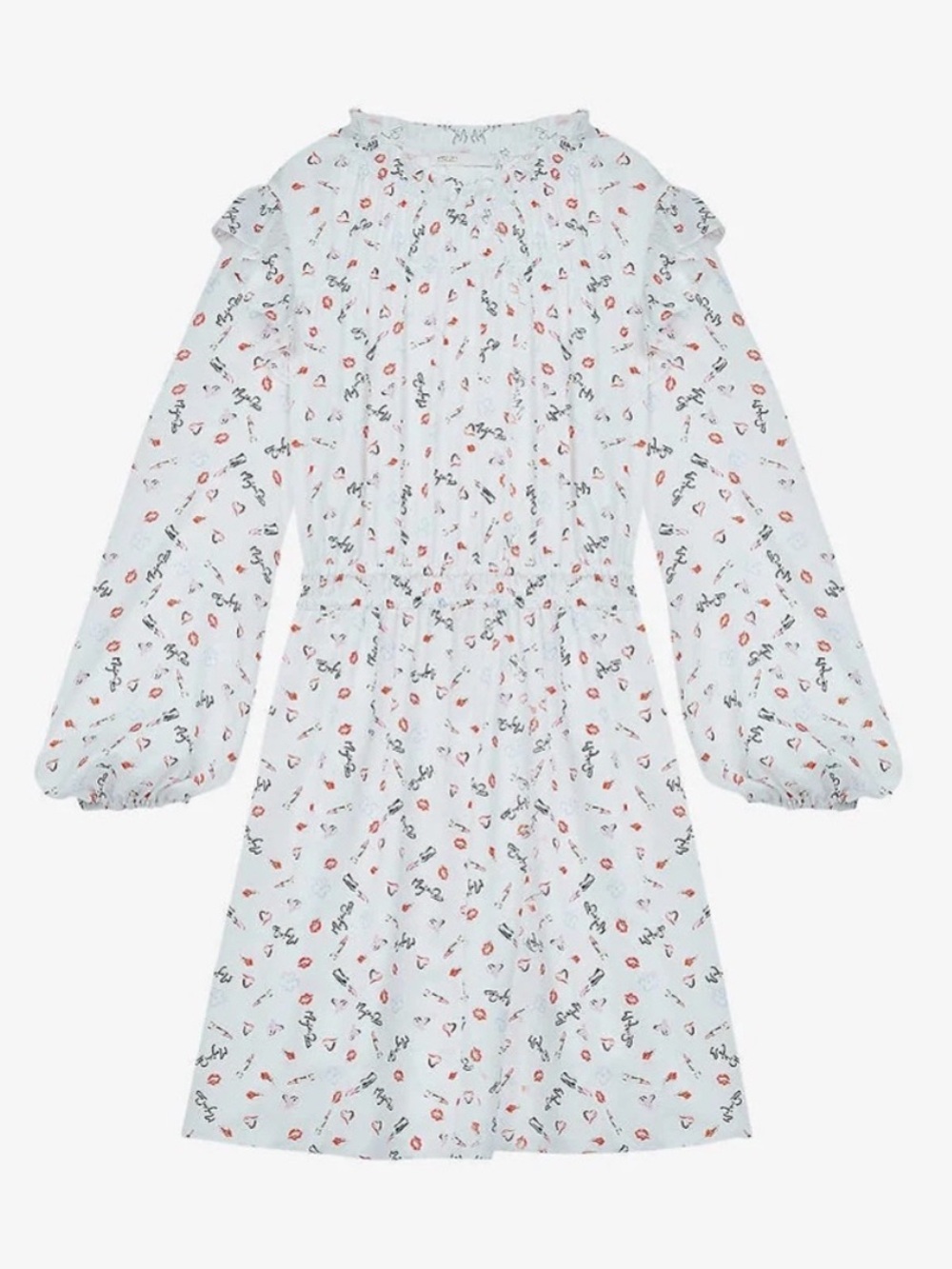 Maje Heart and Key Lipstick Ruffle Mini Dress
